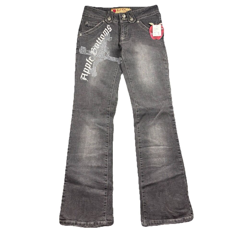 Apple Bottoms Women Jeans NWT Vintage Low Rise Flare Embellished Skulls 13/14